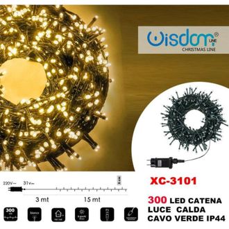 Trade Shop Trade Shop - Cadena De Luz 300 Leds Luci&eacute;rnagas Luz C&aacute;lida Cable Verde Ip44 Xc-3101