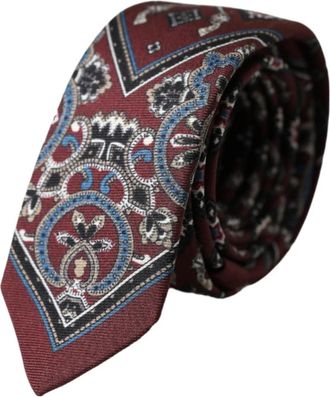 Dolce & Gabbana Bourgondische Zijden Western Stijl Stropdas - Heren - Stropdassen - Rood - ONE Size - Accessoires