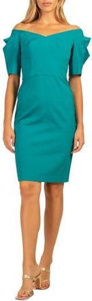 Trina Turk Witty Off the Shoulder Short Sleeve Sheath Dress in Tile Blue at Nordstrom Rack, Size 4