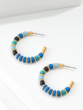 Talbots Celestine Hoop Earrings - Turquoise Blue - 001 Talbots