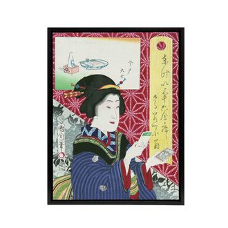 Artery8 Kogiku In Saruwaka Cho Framed Canvas Wall Art Print Toyohara Kunichika | Size: W24 x H32