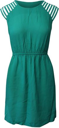 Sandro Shoulder Cut Out Mini Dress in Green Viscose