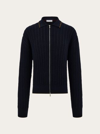 Ferragamo Uomo Cardigan in cotone e seta Blu
