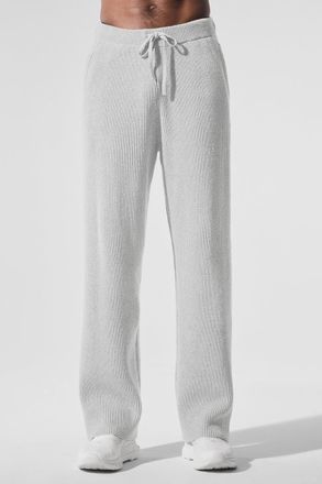 Alo | Domain Rib Knit Sweatpant in Athletic Heather Grey, Size: 2XL