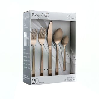 MegaChef Cravat 20 Piece Flatware Utensil Set, Stainless Steel Silverware Metal Service for 4
