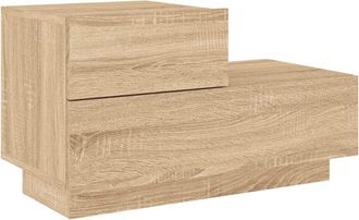vidaXL Vidaxl - Mesita De Noche Con Luces Led Roble Sonoma 70x36x40,5 Cm