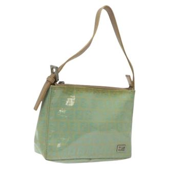 Fendi Pre-owned Shoulder Bags, female, Green, Size: ONE SIZE Pre-owned Canvas Shoulder Bag