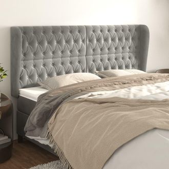 vidaXL Cabecero Con Orejas De Terciopelo Gris Claro 203x23x118/128 Cm Vidaxl