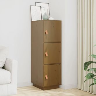 vidaXL Vidaxl - Aparador Alto Madera Maciza De Pino Marr&oacute;n Miel 34x40x108,5 Cm