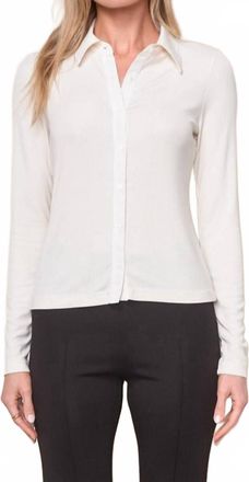 Stateside Two By One Fine Ribbed Button Up Top In White