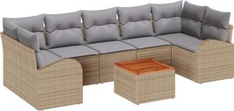 vidaXL Garden Sofa Set 8 pcs Beige Poly rattan Vidaxl