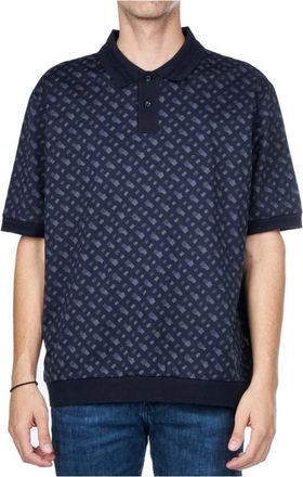 HUGO BOSS Blauw Katoen Monogram Polo Shirt - Heren - Polos - Blauw - S - Katoen - Tops