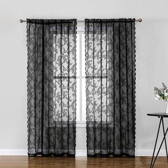 OEM Cortinas De Encaje - Negras - 150 X 200 Cm