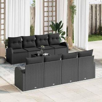 vidaXL Vidaxl - Conjunto De Sof&aacute; De Jard&iacute;n 7 Pcs Negro 55 X 55 X 37 Cm