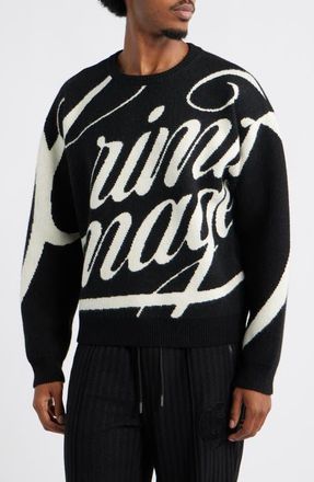 Criminal Damage Logo Script Sweater in Black at Nordstrom, Size Xx-Large