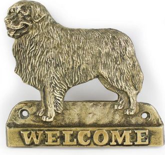 OEM Perro De Monta&ntilde;a Bern&eacute;s: Placa De Bienvenida De Lat&oacute;n Con Un Perro, Placa De Bienvenida &Uacute;nica Con La Palabra Welcome De Art-dog
