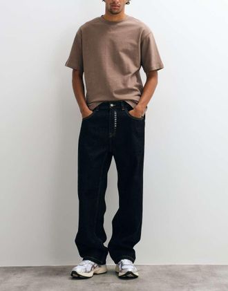 Icecream jeans in denim nero a gamba dritta con ricamo double scoop