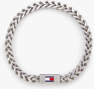 Tommy Hilfiger Mens Braided Chain Link Bracelet - Grey