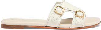 Santoni Didi Flat Sandal - Dames - Sandalen - Wit - 35 EU - Leer - Schoenen