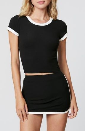 Florence By Mills Tipped Crewneck Rib T-Shirt in Black at Nordstrom Rack, Size Xx-Small