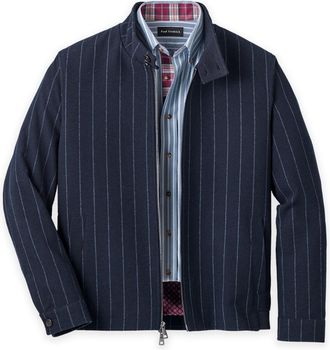 Paul Fredrick Wool Blend Stripe Bomber Jacket