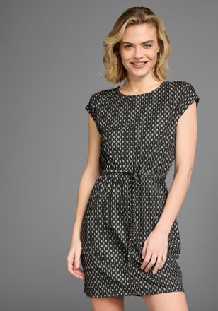 Laura Scott Sommerkleid LAURA SCOTT, Damen, Gr. 48, N-Gr, schwarz, grau, grafik, Single Jersey, Obermaterial: 95% Viskose, 5% Elasthan, gemustert, figurumspielend