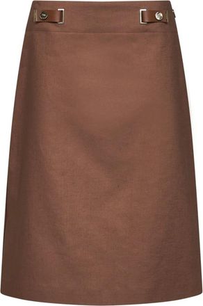 Fendi Flared Midi Rok - Dames - Midirokken - Bruin - M - Katoen - Rokken
