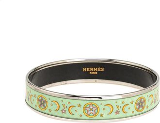 Herm&egrave;s 1900s Moon Stars 65 smalle emaille armband - Groen