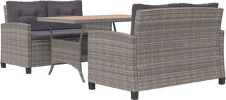 vidaXL Set Comedor De Jard&iacute;n 3 Pzas Rat&aacute;n Sint&eacute;tico Y Madera De Acacia Vidaxl