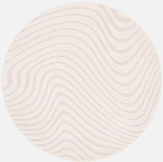 Sweeek Sweeek - Alfombra interior con motivos ondulados en relieve, crema 160cm, Chuck, Crema, 160x160x1.4 cm