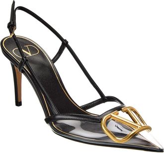 Valentino Vlogo 80 Vinyl & Leather Slingback Pump