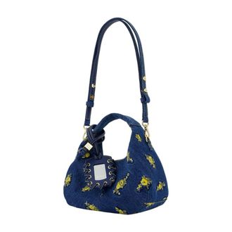 Ganni Floral Cotton Shoulder Bag - Navy