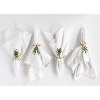 Solino Home Linen Dinner Napkins - French Stripe, 20 x 20 in Natural And White at Nordstrom, Size Large