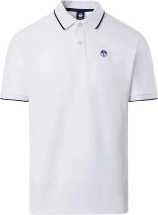 North Sails Biologisch katoenen gestreept kraag poloshirt - Heren - Polos - Wit - 2XL - Katoen - Tops