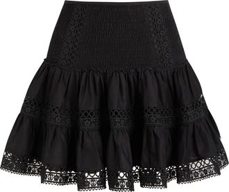 Charo Ruiz Ibiza Hortens Lace-embellished Cotton-blend Mini Skirt - Black - XS (UK6 / XS)
