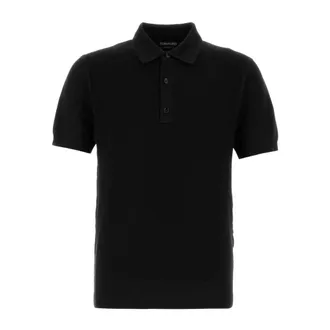 Tom Ford Polo Shirts, male, Black, Size: XL Silk Cotton Piquet SS Polo