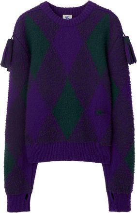 Burberry diamond-pattern wool jumper - men - Wool - S - Purple