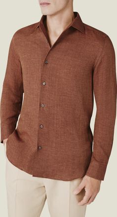 Luca Faloni Rust Linen Portofino Shirt