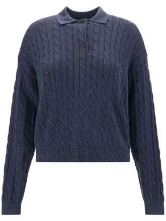 Brunello Cucinelli Trui verfraaid met pailletten - Blauw