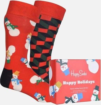 Happy Socks Mens 2-Pack Snowman Socks Gift Box, Red - Size: 7/7.5/8/8.5/5/5.5/6.5/6