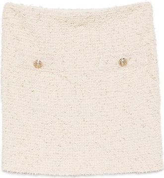 Balmain Button-embellished Tweed Mini Skirt