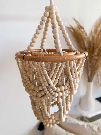 OEM L&aacute;mpara De Ara&ntilde;a Con Cuentas Beige, Tama&ntilde;o M, 33x63