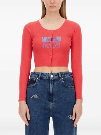 Moschino Ribgebreid vest met knopen - Rood