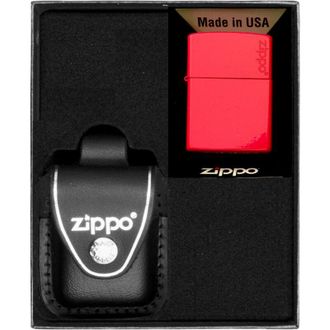 OEM Encendedor Zippo Con Logotipo Rojo Mate, Set De Regalo N.&ordm; 3