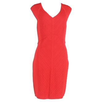 Diane Von F&uuml;rstenberg Diane Von Furstenberg Knitted V-Neck Mini Dress in Red Viscose