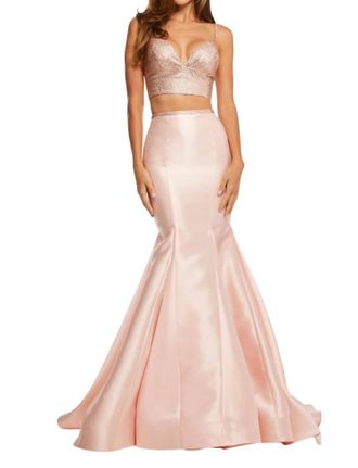 Sherri Hill Two-Piece Mikado Mermaid Prom Dress In Blush