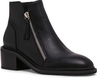 Blondo Lilani Waterproof Block Heel Bootie in Black Leather at Nordstrom, Size 7.5