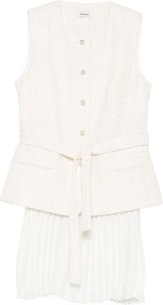 Sandro sequin-embellished pleated mini dress - women - Polyester/Polyester - 38 - Neutrals