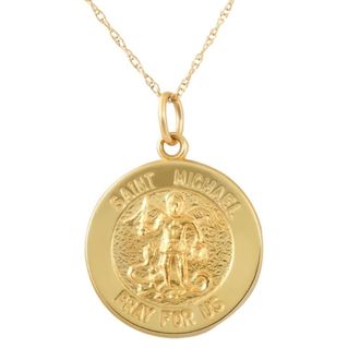 Pompeii3 14k Yellow Gold St. Michael Medal Pendant.5 Tall 1.5 Grams