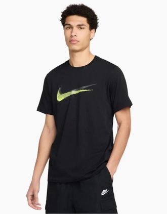 Nike Mens Nike Spring T-Shirt Black/Neon - Size: 36